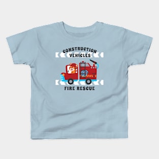 Vector illustration of contruction vehicle with cute litle animal driver Kids T-Shirt